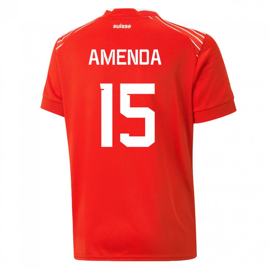 Damen Schweizer Aurele Amenda #15 Rot Heimtrikot Trikot 22-24 T-shirt Österreich
