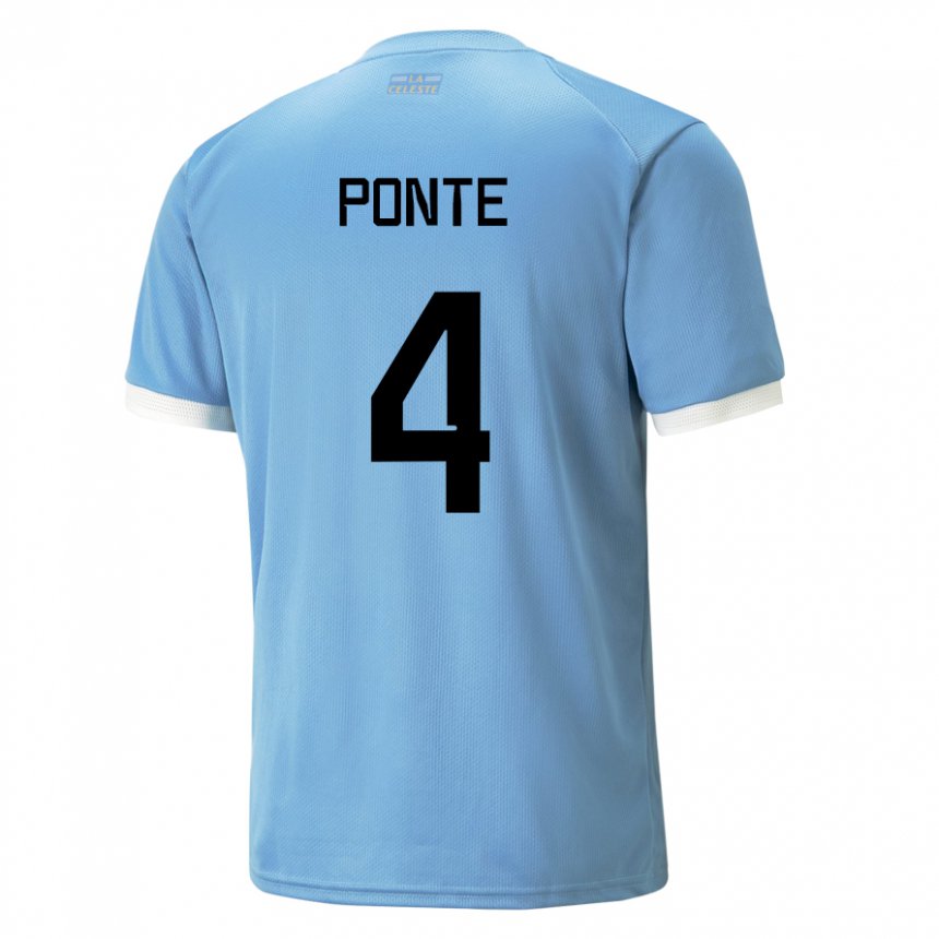 Damen Uruguayische Mateo Ponte #4 Blau Heimtrikot Trikot 22-24 T-shirt Österreich