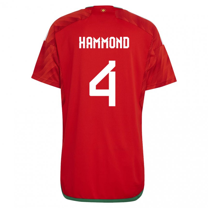 Damen Walisische Ben Hammond #4 Rot Heimtrikot Trikot 22-24 T-shirt Österreich