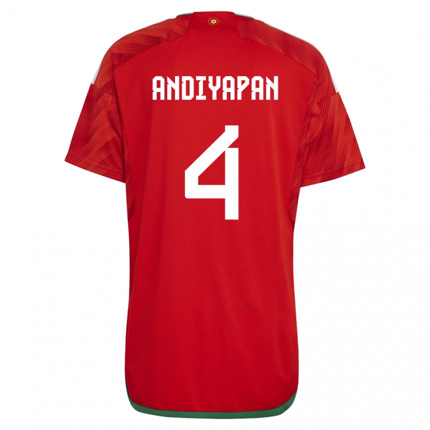 Damen Walisische William Andiyapan #4 Rot Heimtrikot Trikot 22-24 T-shirt Österreich