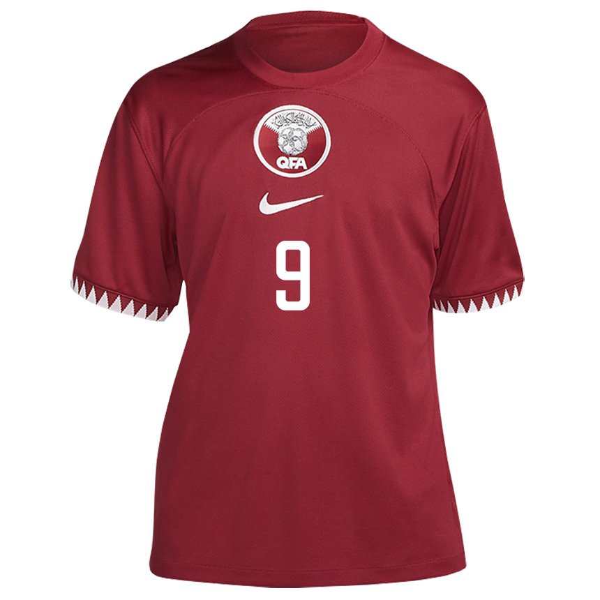 Damen Katarische Kholoud Al Jassim #9 Kastanienbraun Heimtrikot Trikot 22-24 T-shirt Österreich