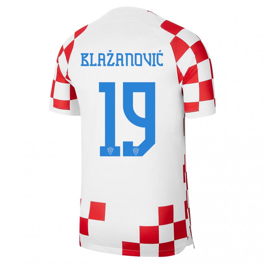 Damen Kroatische Antonio Blazanovic #19 Rot-weiss Heimtrikot Trikot 22-24 T-shirt Österreich