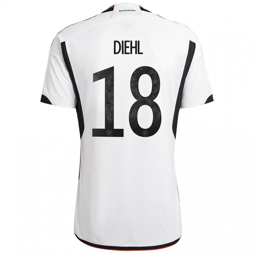 Damen Deutsche Justin Diehl #18 Weiß Schwarz Heimtrikot Trikot 22-24 T-shirt Österreich