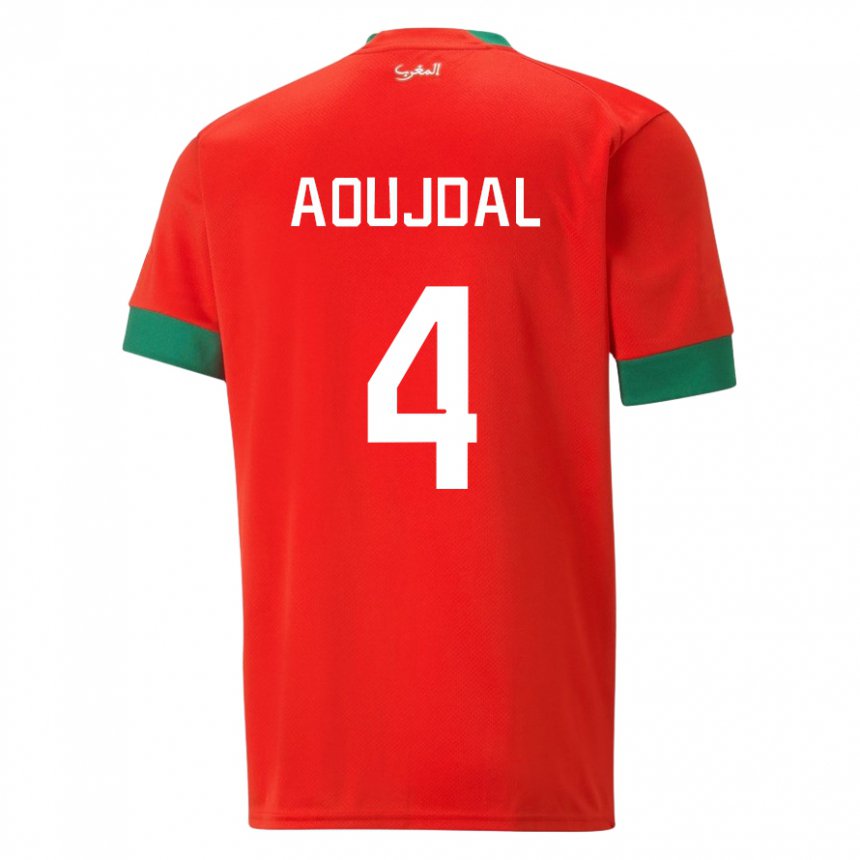 Damen Marokkanische Youssef Aoujdal #4 Rot Heimtrikot Trikot 22-24 T-shirt Österreich