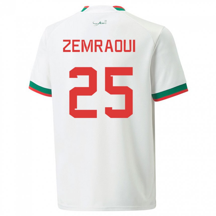 Damen Marokkanische Oussama Zemraoui #25 Weiß Auswärtstrikot Trikot 22-24 T-shirt Österreich