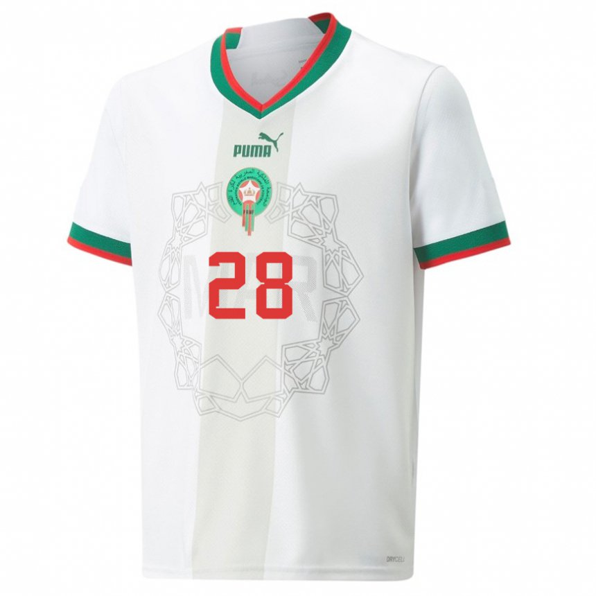 Damen Marokkanische Fouad El Maach #28 Weiß Auswärtstrikot Trikot 22-24 T-shirt Österreich