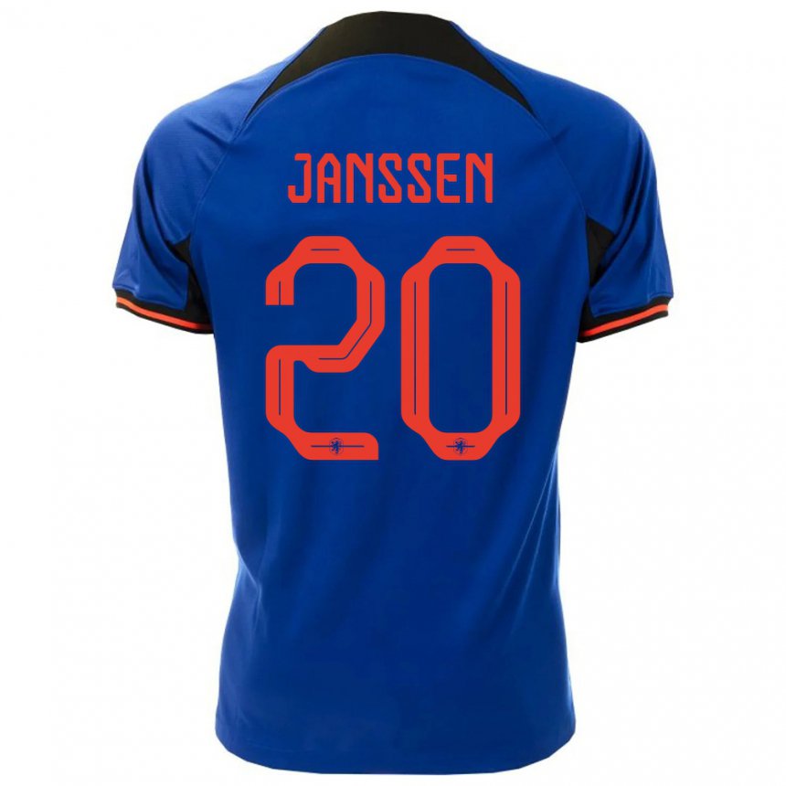 Damen Niederländische Dominique Janssen #20 Königsblau Auswärtstrikot Trikot 22-24 T-shirt Österreich