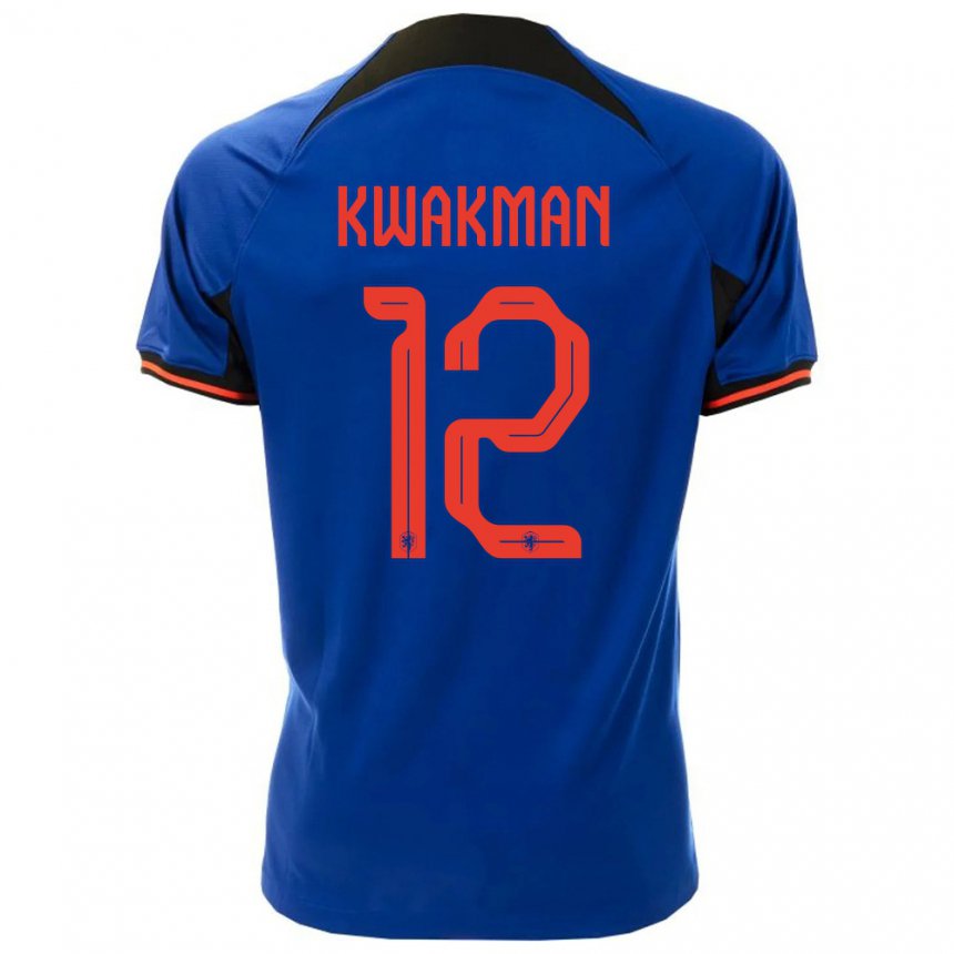 Damen Niederländische Dave Kwakman #12 Königsblau Auswärtstrikot Trikot 22-24 T-shirt Österreich