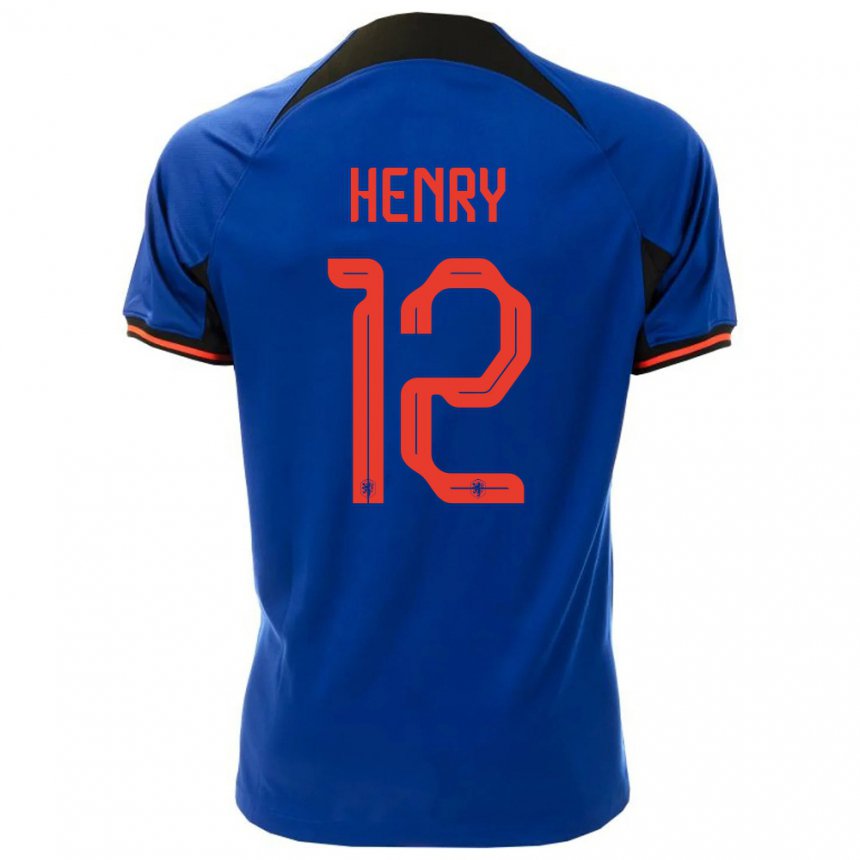 Damen Niederländische Alvaro Henry #12 Königsblau Auswärtstrikot Trikot 22-24 T-shirt Österreich