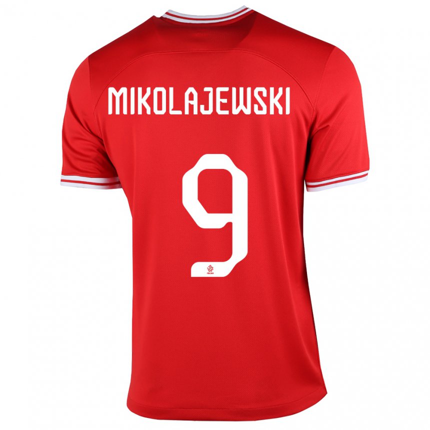 Damen Polnische Daniel Mikolajewski #9 Rot Auswärtstrikot Trikot 22-24 T-shirt Österreich