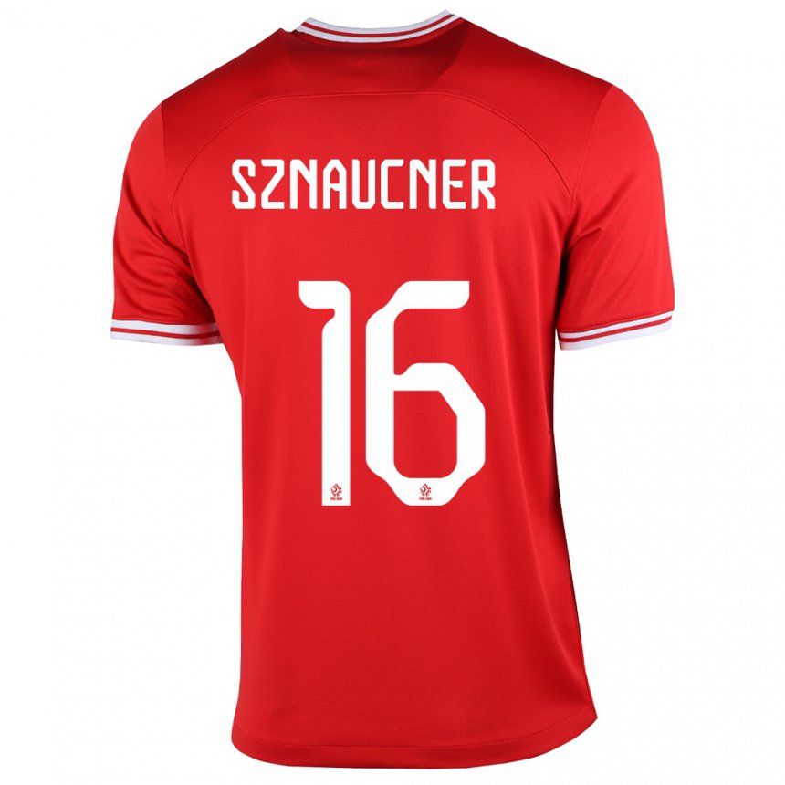 Damen Polnische Maksymilian Sznaucner #16 Rot Auswärtstrikot Trikot 22-24 T-shirt Österreich