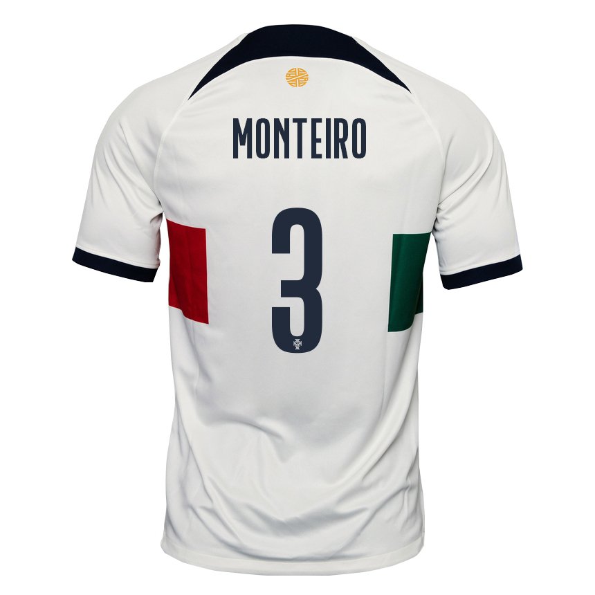 Damen Portugiesische Diogo Monteiro #3 Weiß Auswärtstrikot Trikot 22-24 T-shirt Österreich