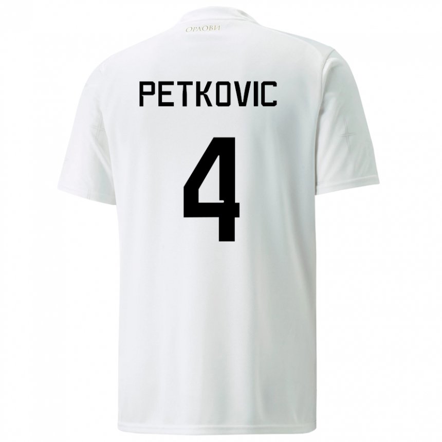 Damen Serbische Nikola Petkovic #4 Weiß Auswärtstrikot Trikot 22-24 T-shirt Österreich