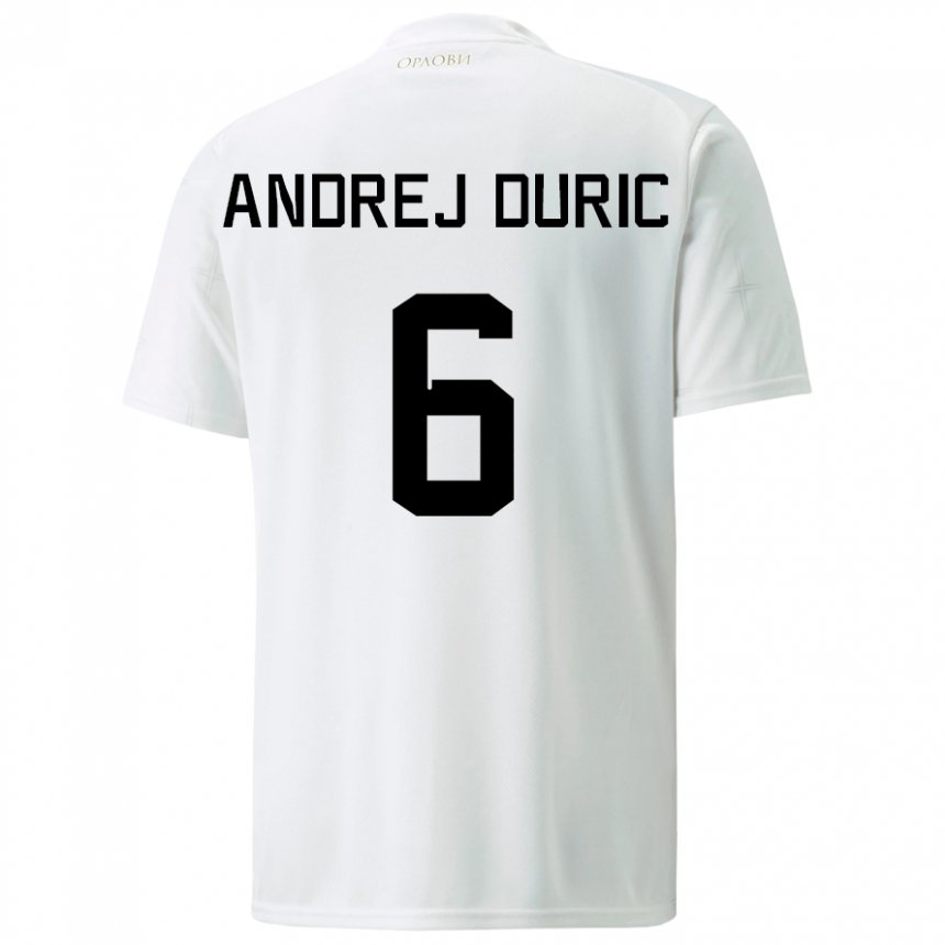 Damen Serbische Andrej Duric #6 Weiß Auswärtstrikot Trikot 22-24 T-shirt Österreich