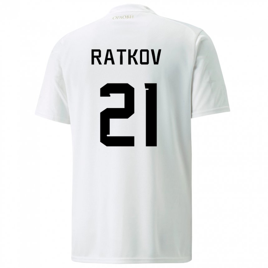 Damen Serbische Petar Ratkov #21 Weiß Auswärtstrikot Trikot 22-24 T-shirt Österreich