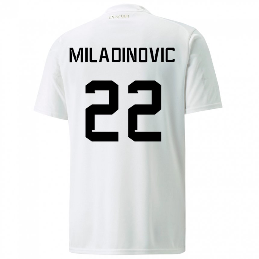 Damen Serbische Igor Miladinovic #22 Weiß Auswärtstrikot Trikot 22-24 T-shirt Österreich