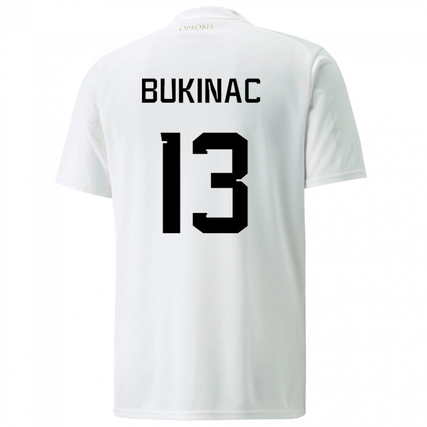 Damen Serbische Stefan Bukinac #13 Weiß Auswärtstrikot Trikot 22-24 T-shirt Österreich
