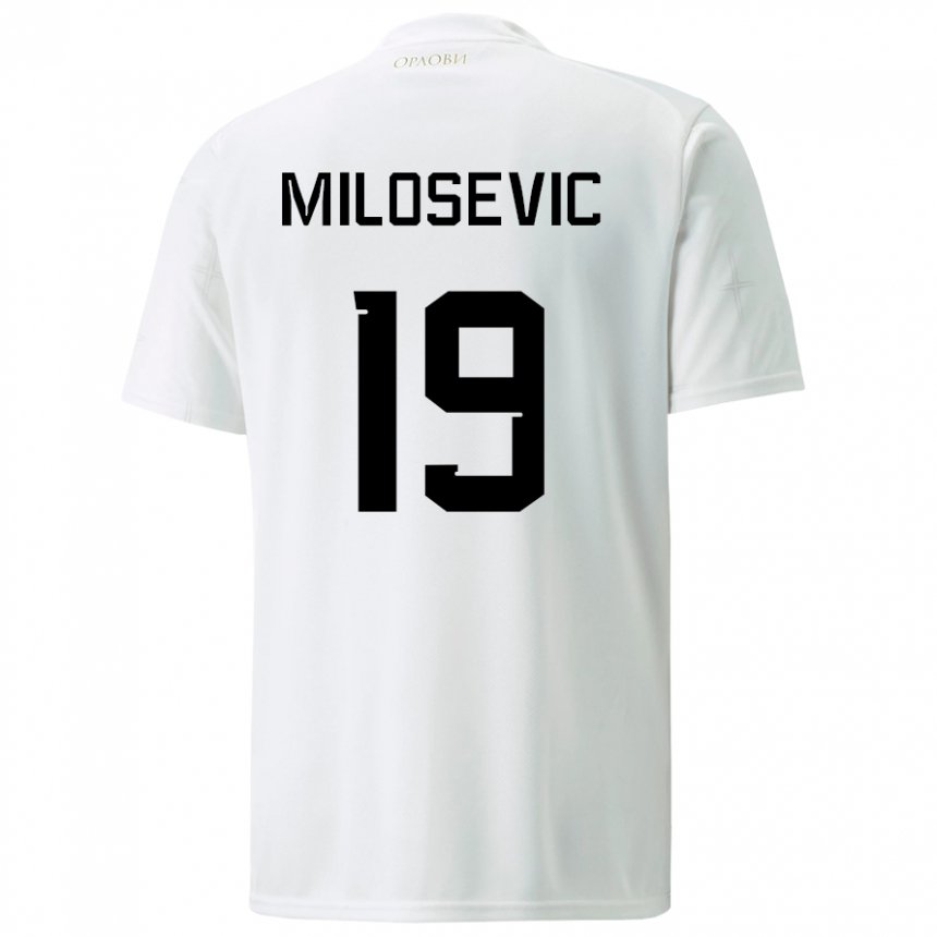 Damen Serbische Jovan Milosevic #19 Weiß Auswärtstrikot Trikot 22-24 T-shirt Österreich