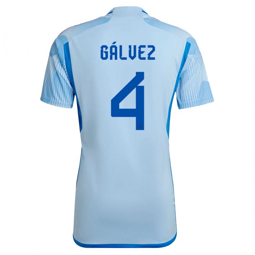 Damen Spanische Rocio Galvez #4 Himmelblau Auswärtstrikot Trikot 22-24 T-shirt Österreich