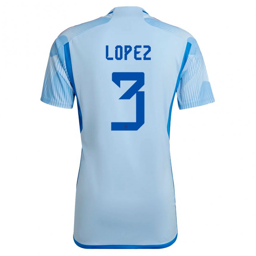 Damen Spanische Juan Lopez #3 Himmelblau Auswärtstrikot Trikot 22-24 T-shirt Österreich