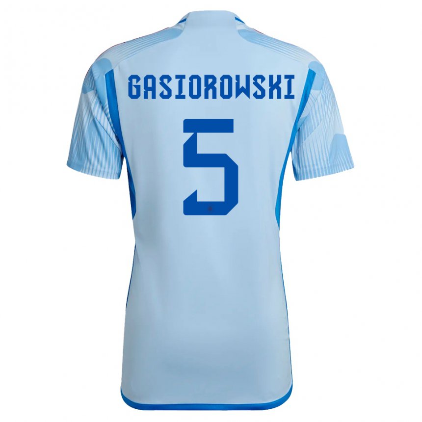 Damen Spanische Yarek Gasiorowski #5 Himmelblau Auswärtstrikot Trikot 22-24 T-shirt Österreich
