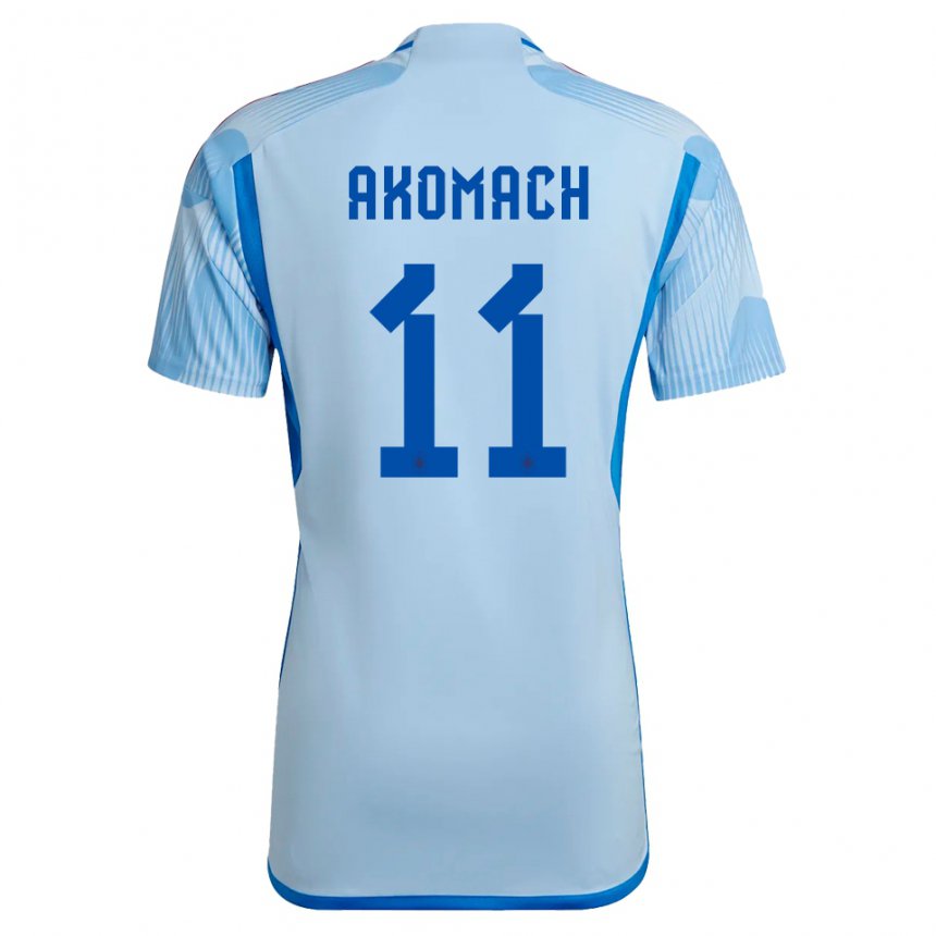 Damen Spanische Ilias Akomach #11 Himmelblau Auswärtstrikot Trikot 22-24 T-shirt Österreich