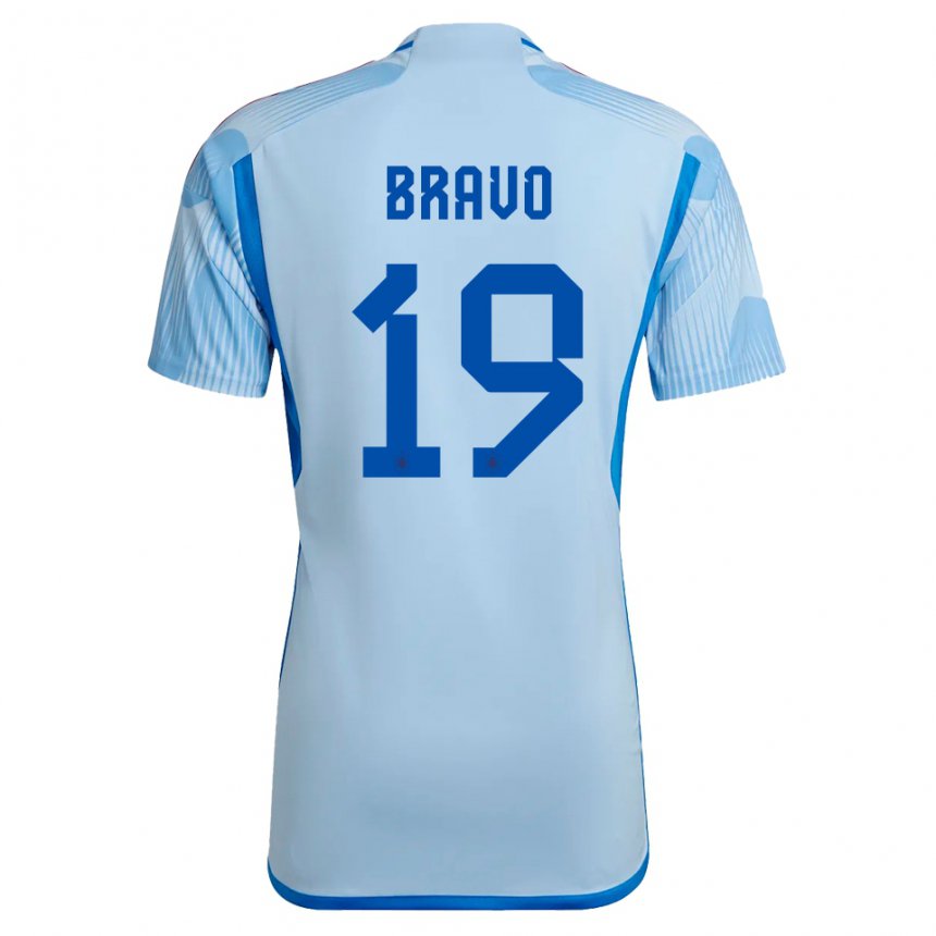 Damen Spanische Iker Bravo #19 Himmelblau Auswärtstrikot Trikot 22-24 T-shirt Österreich