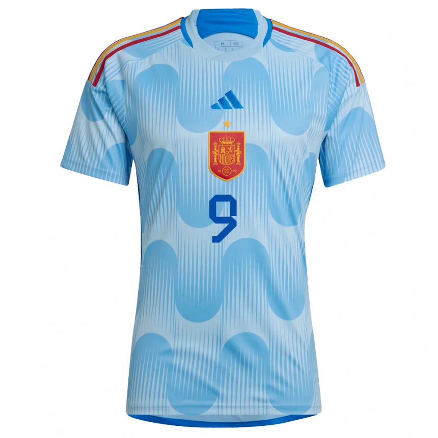 Damen Spanische Alvaro Gines #9 Himmelblau Auswärtstrikot Trikot 22-24 T-shirt Österreich