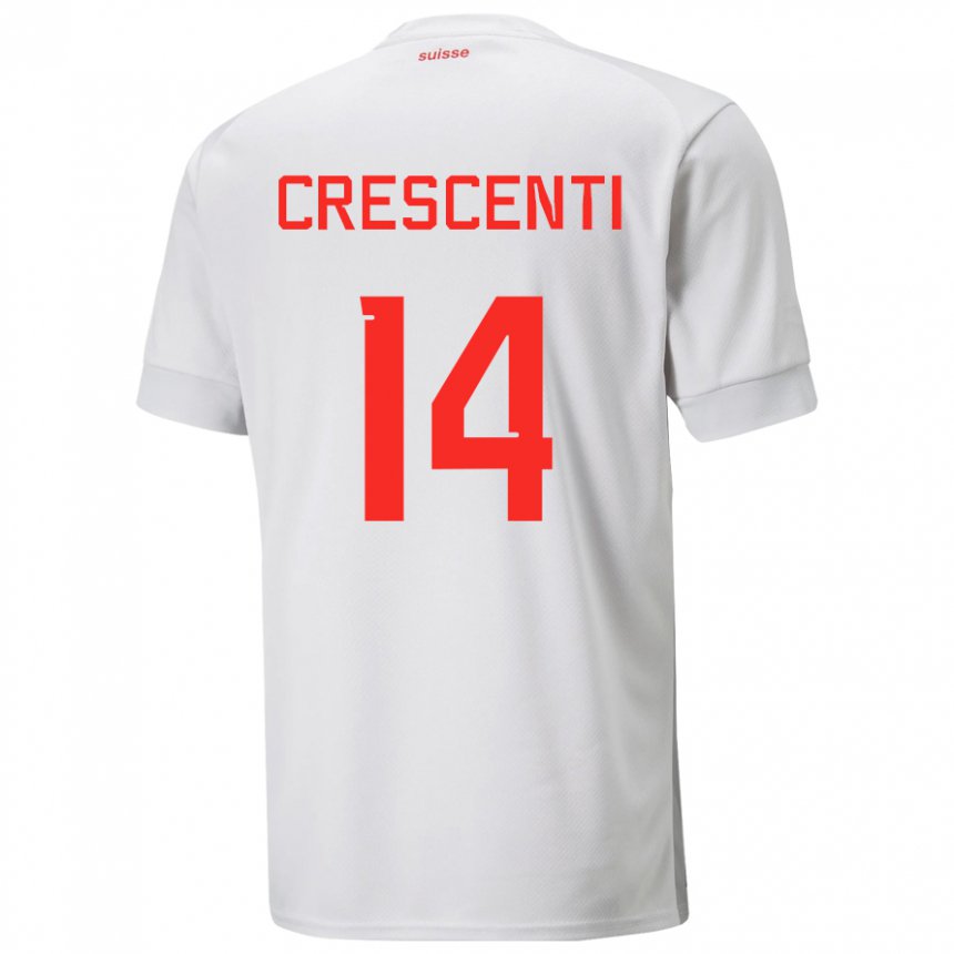 Damen Schweizer Federico Crescenti #14 Weiß Auswärtstrikot Trikot 22-24 T-shirt Österreich