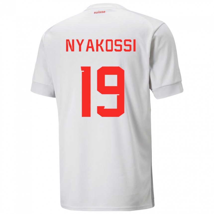 Damen Schweizer Roggerio Nyakossi #19 Weiß Auswärtstrikot Trikot 22-24 T-shirt Österreich