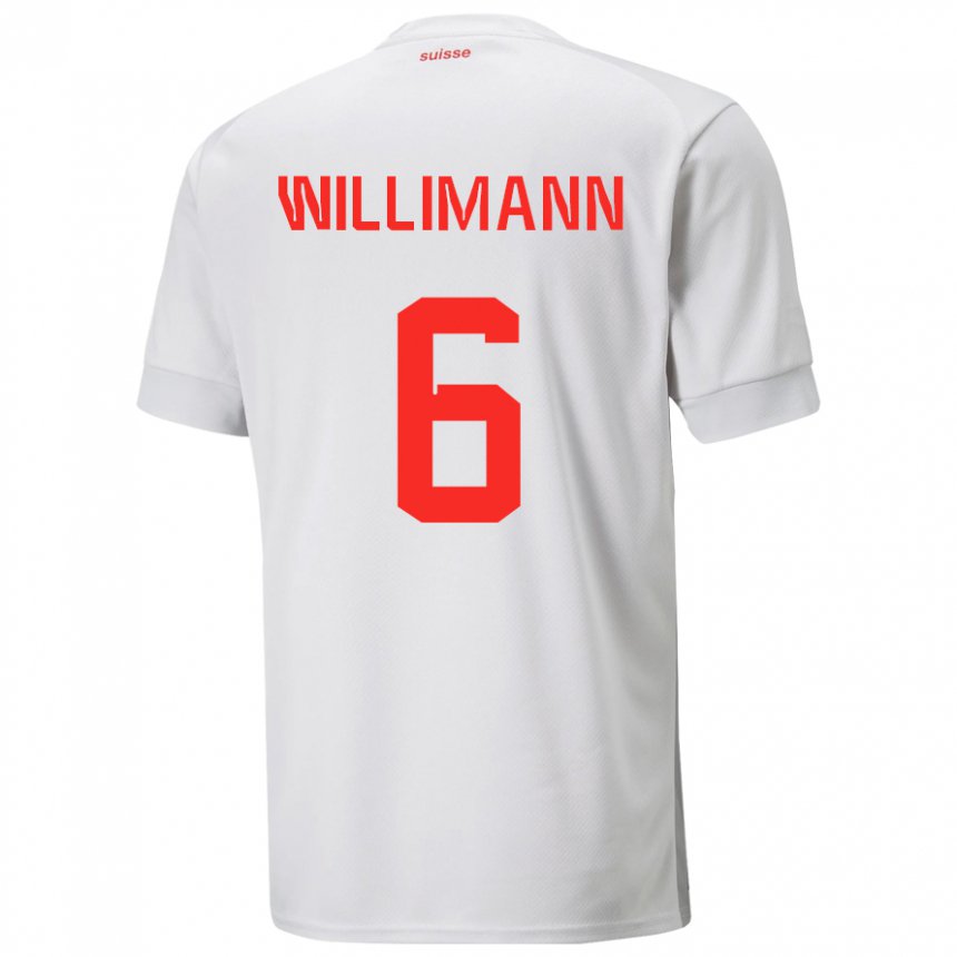 Damen Schweizer Mauricio Willimann #6 Weiß Auswärtstrikot Trikot 22-24 T-shirt Österreich
