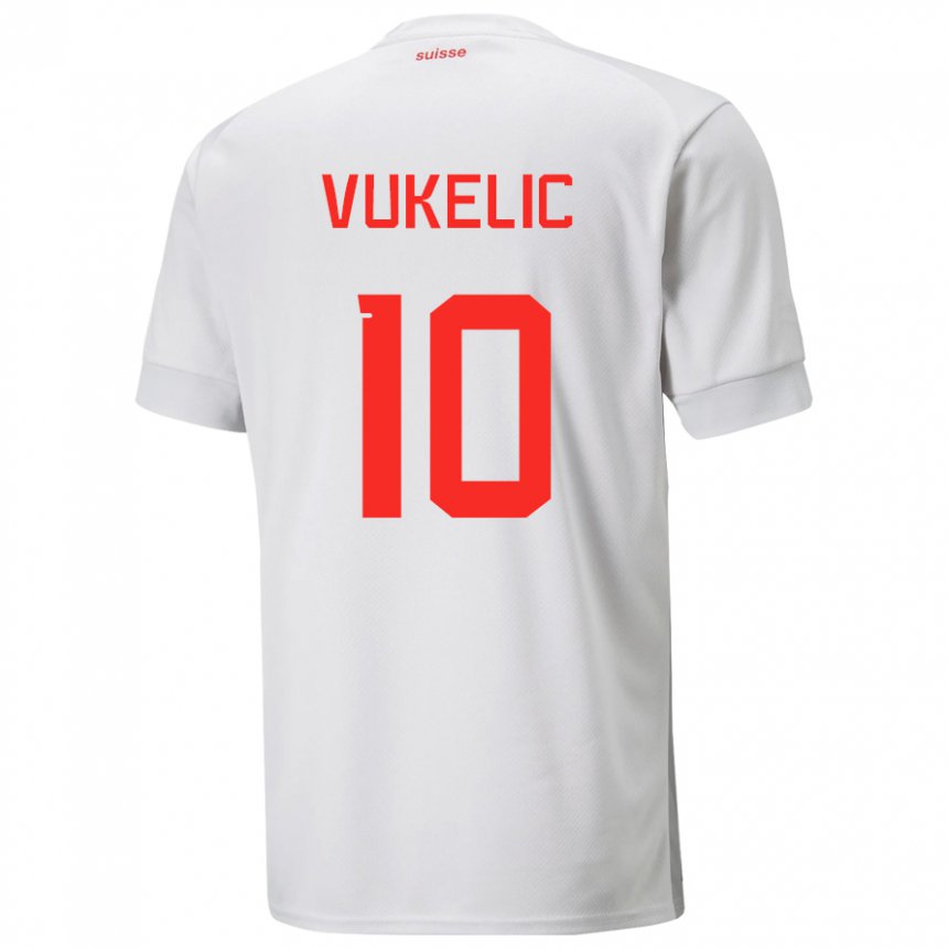 Damen Schweizer Mile Vukelic #10 Weiß Auswärtstrikot Trikot 22-24 T-shirt Österreich