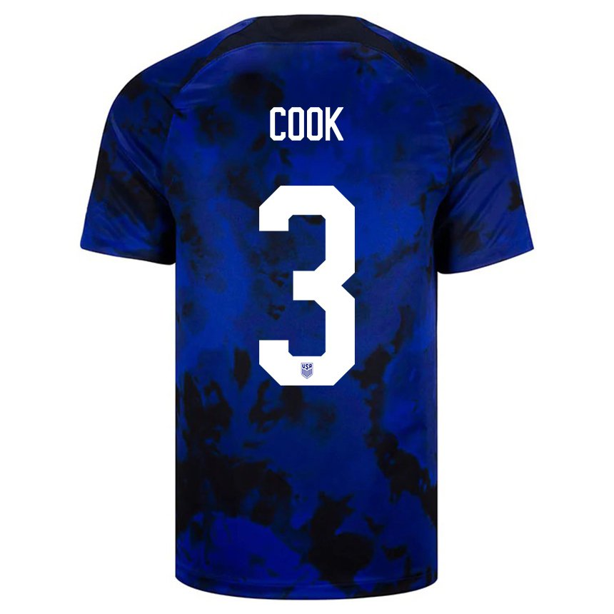 Damen Us-amerikanische Alana Cook #3 Königsblau Auswärtstrikot Trikot 22-24 T-shirt Österreich