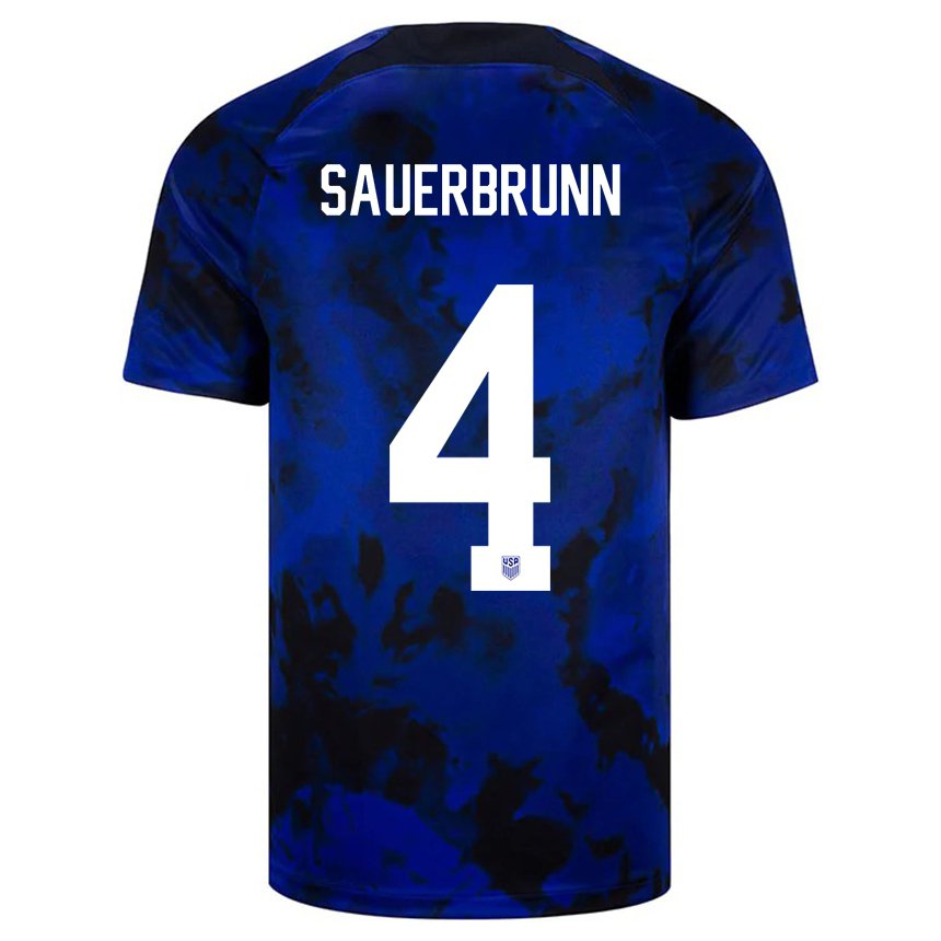 Damen Us-amerikanische Becky Sauerbrunn #4 Königsblau Auswärtstrikot Trikot 22-24 T-shirt Österreich