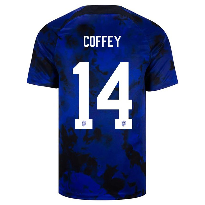 Damen Us-amerikanische Sam Coffey #14 Königsblau Auswärtstrikot Trikot 22-24 T-shirt Österreich