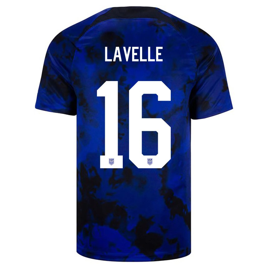 Damen Us-amerikanische Rose Lavelle #16 Königsblau Auswärtstrikot Trikot 22-24 T-shirt Österreich