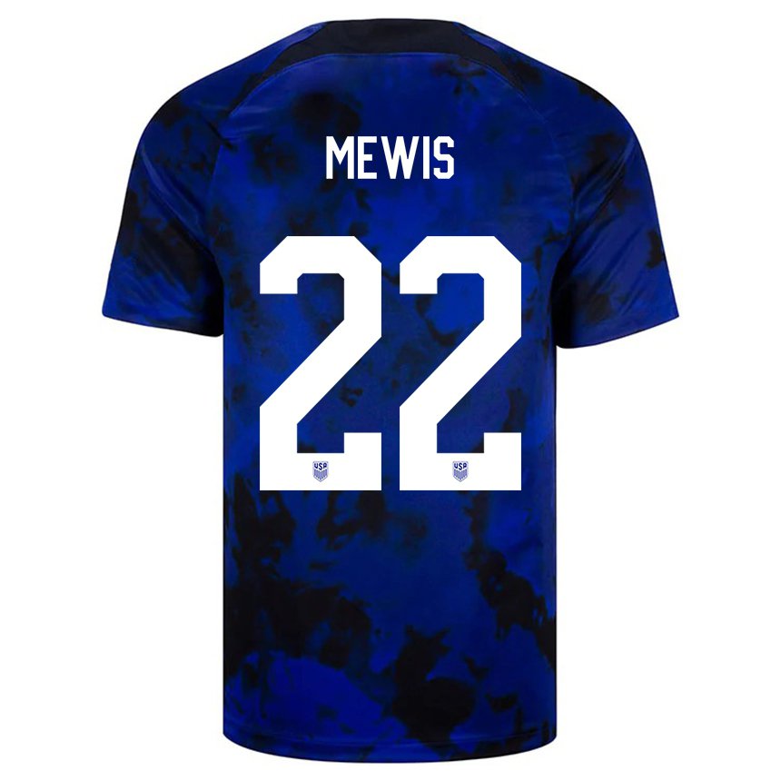 Damen Us-amerikanische Kristie Mewis #22 Königsblau Auswärtstrikot Trikot 22-24 T-shirt Österreich