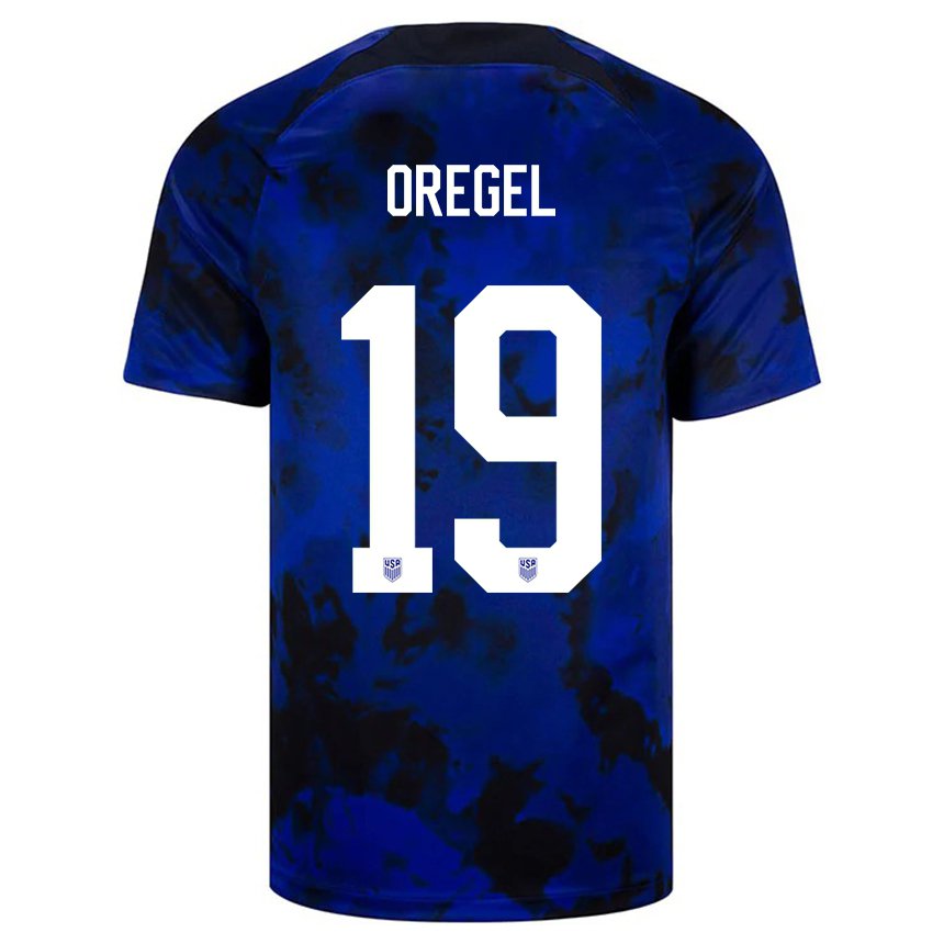 Damen Us-amerikanische Sergio Oregel #19 Königsblau Auswärtstrikot Trikot 22-24 T-shirt Österreich