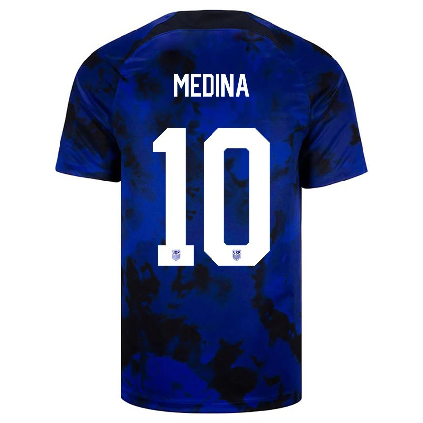 Damen Us-amerikanische Cruz Medina #10 Königsblau Auswärtstrikot Trikot 22-24 T-shirt Österreich