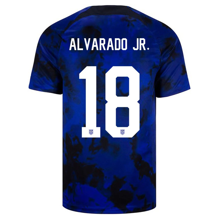 Damen Us-amerikanische Alejandro Alvarado Jr #18 Königsblau Auswärtstrikot Trikot 22-24 T-shirt Österreich