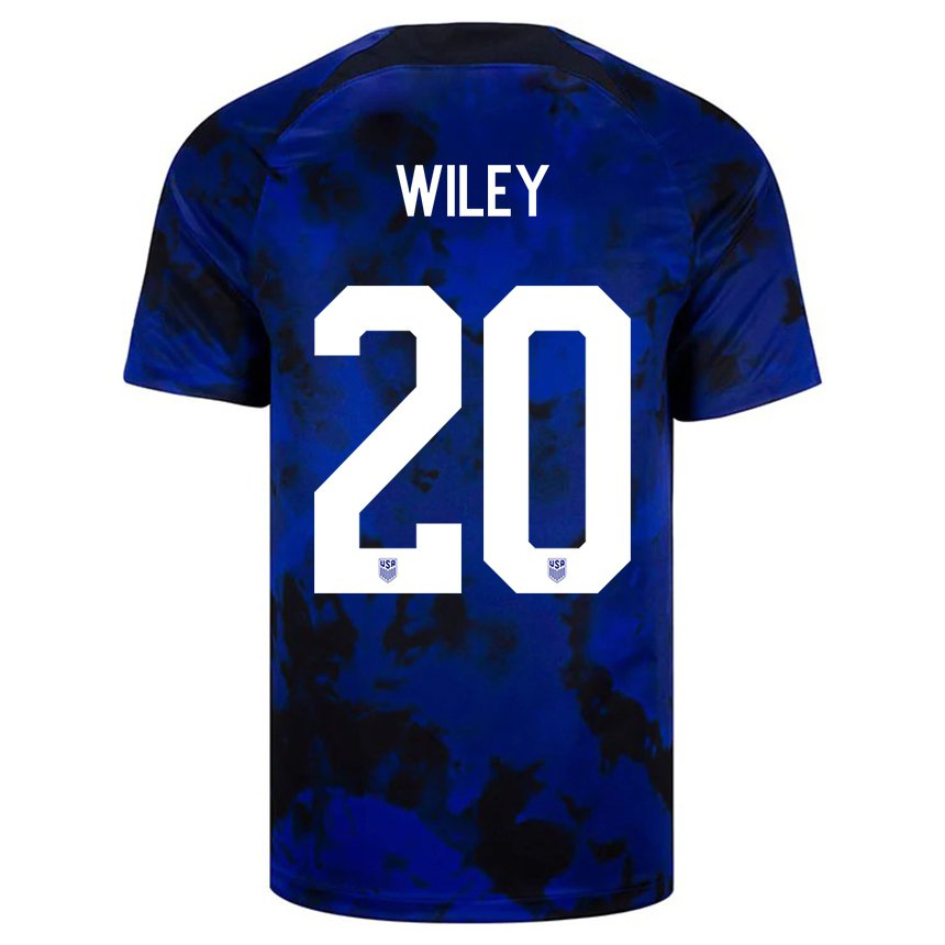 Damen Us-amerikanische Caleb Wiley #20 Königsblau Auswärtstrikot Trikot 22-24 T-shirt Österreich