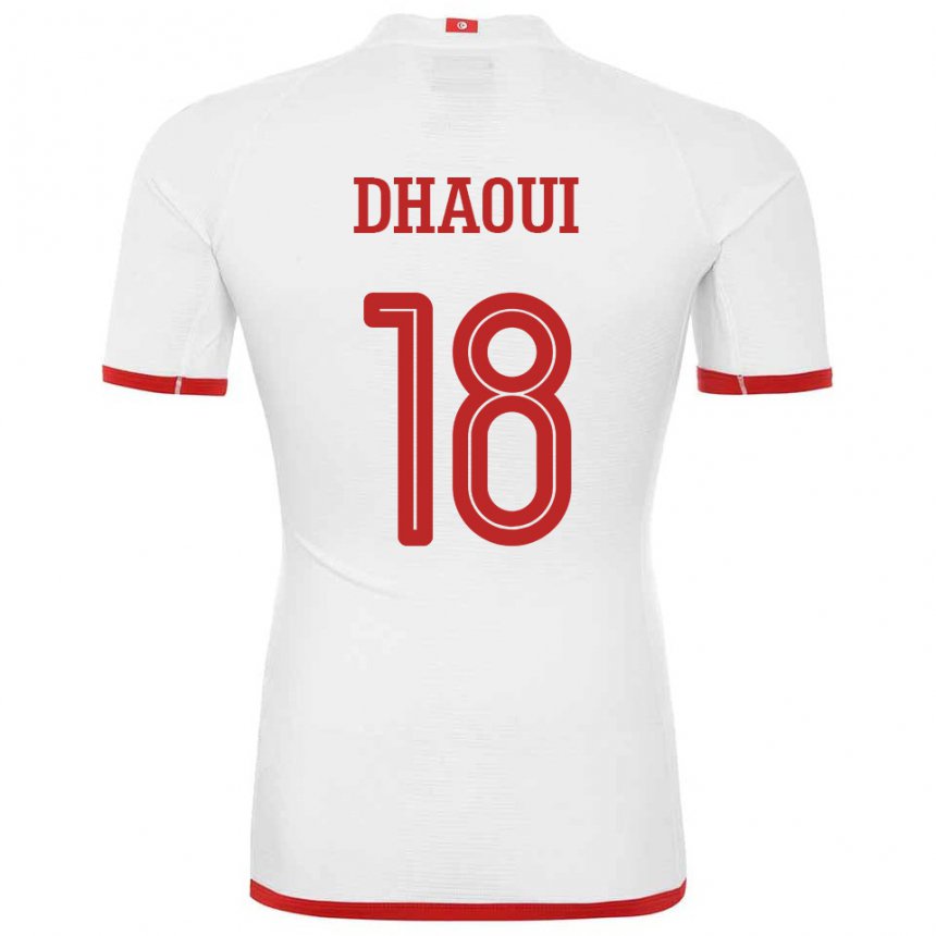 Damen Tunesische Mouhamed Dhaoui #18 Weiß Auswärtstrikot Trikot 22-24 T-shirt Österreich
