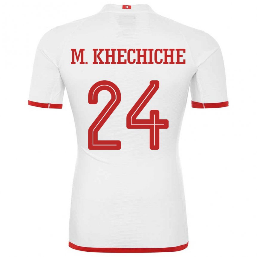 Damen Tunesische Mohamed Amine Khechiche #24 Weiß Auswärtstrikot Trikot 22-24 T-shirt Österreich