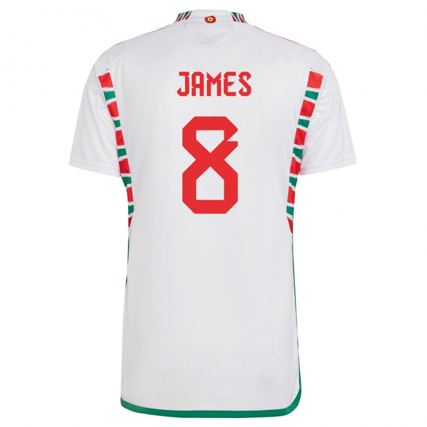 Damen Walisische Angharad James #8 Weiß Auswärtstrikot Trikot 22-24 T-shirt Österreich