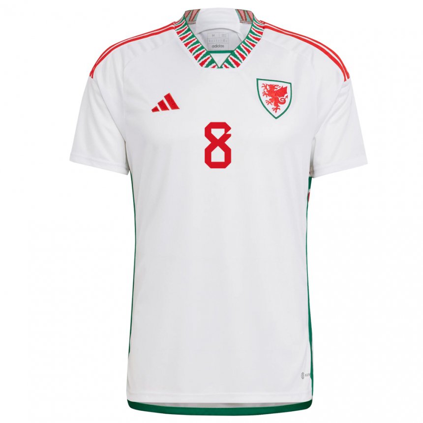 Damen Walisische Angharad James #8 Weiß Auswärtstrikot Trikot 22-24 T-shirt Österreich