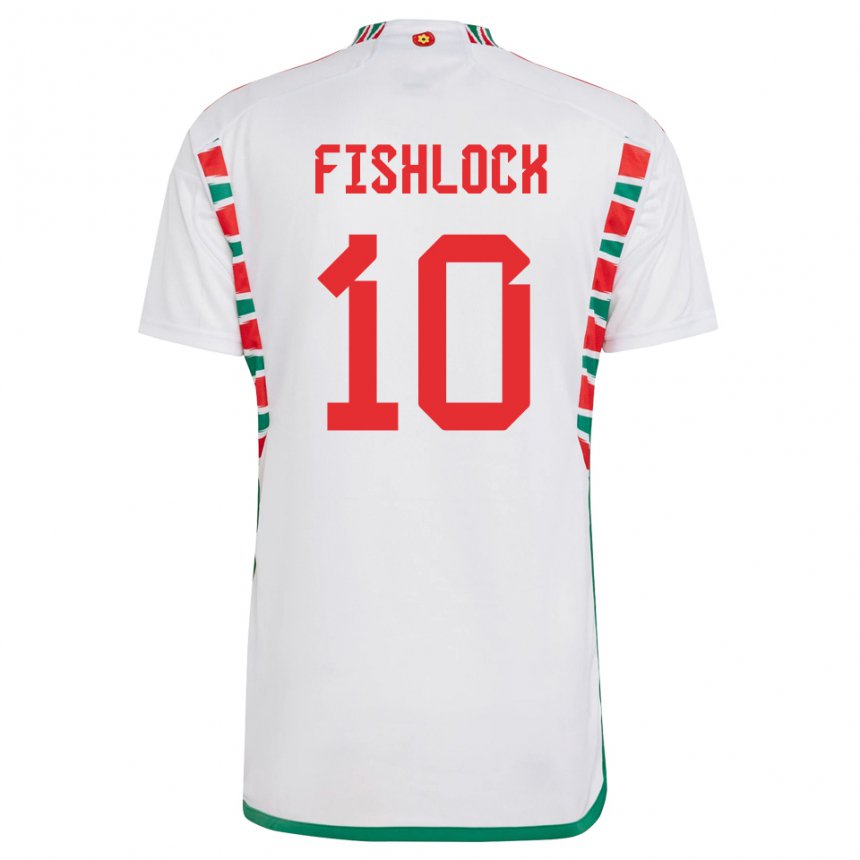 Damen Walisische Jessica Fishlock #10 Weiß Auswärtstrikot Trikot 22-24 T-shirt Österreich