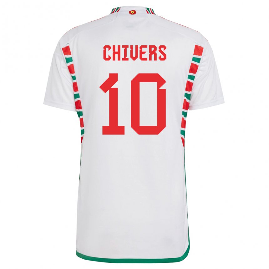 Damen Walisische Chloe Chivers #10 Weiß Auswärtstrikot Trikot 22-24 T-shirt Österreich