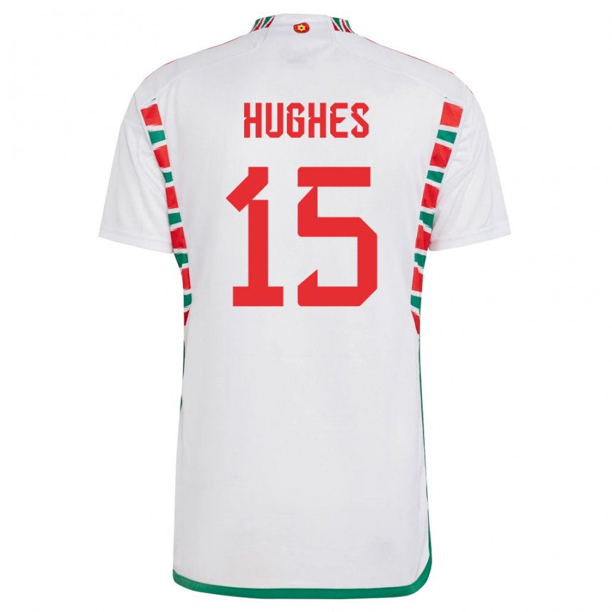Damen Walisische Elise Hughes #15 Weiß Auswärtstrikot Trikot 22-24 T-shirt Österreich