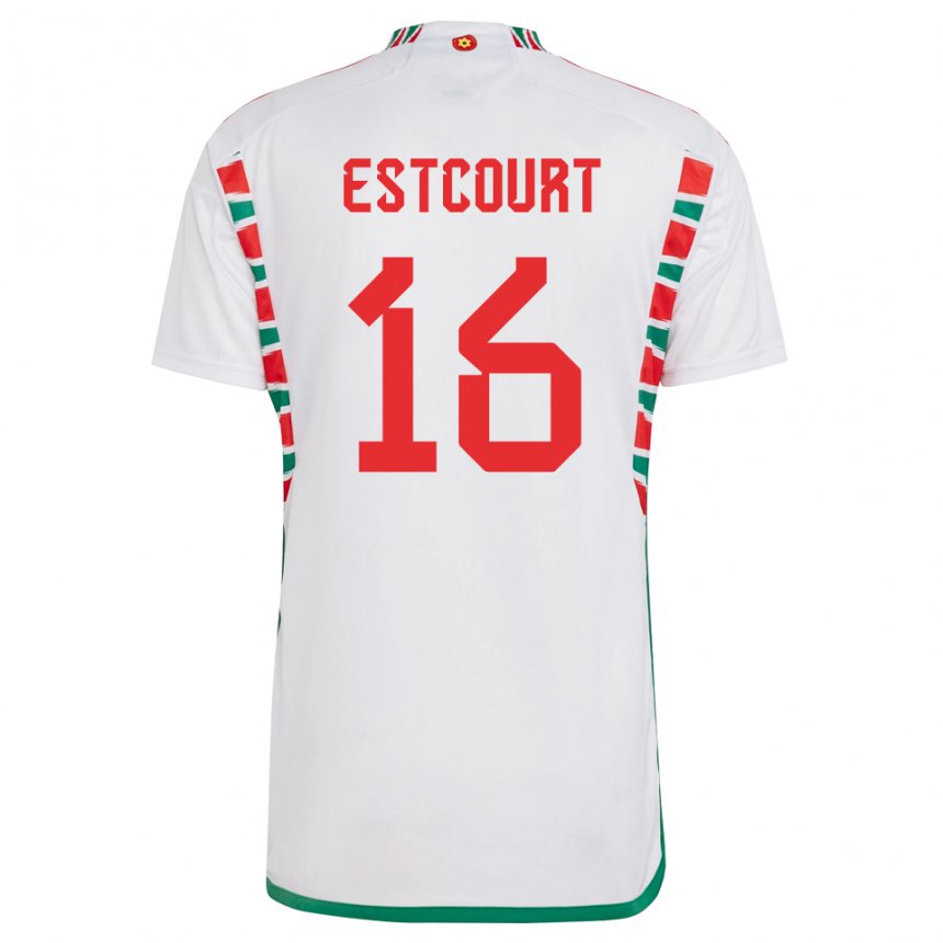 Damen Walisische Charlotte Estcourt #16 Weiß Auswärtstrikot Trikot 22-24 T-shirt Österreich