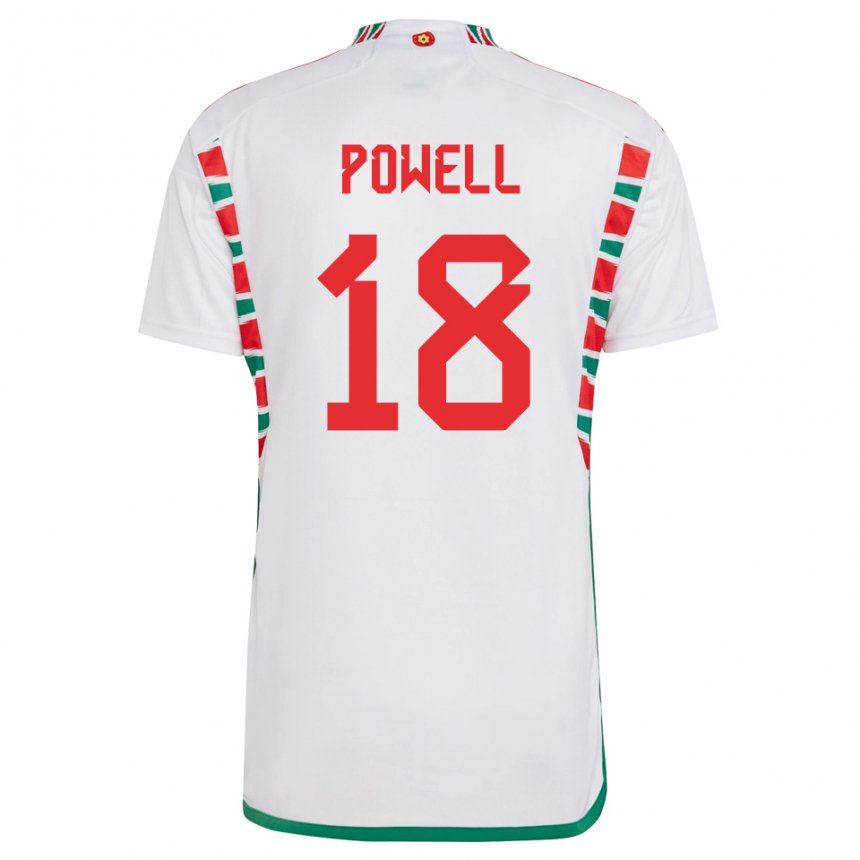Damen Walisische Ella Powell #18 Weiß Auswärtstrikot Trikot 22-24 T-shirt Österreich